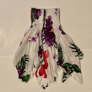 Girl's Halter Dress Hawaiian Luau Summer White Red Purple Hibiscus Size  4